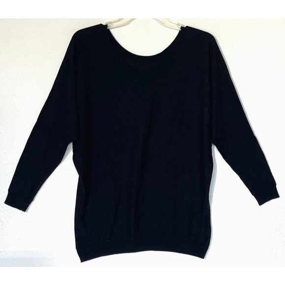 VINCE Black Rayon Cashmere Blend Dolman Sleeve V-Back Sweater Pullover - Picture 4 of 7